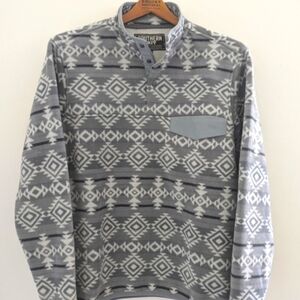 NEW Southern Grit Dense Fleece 1/4 Snap Sweater Men's Small Southwest Aztec Gray